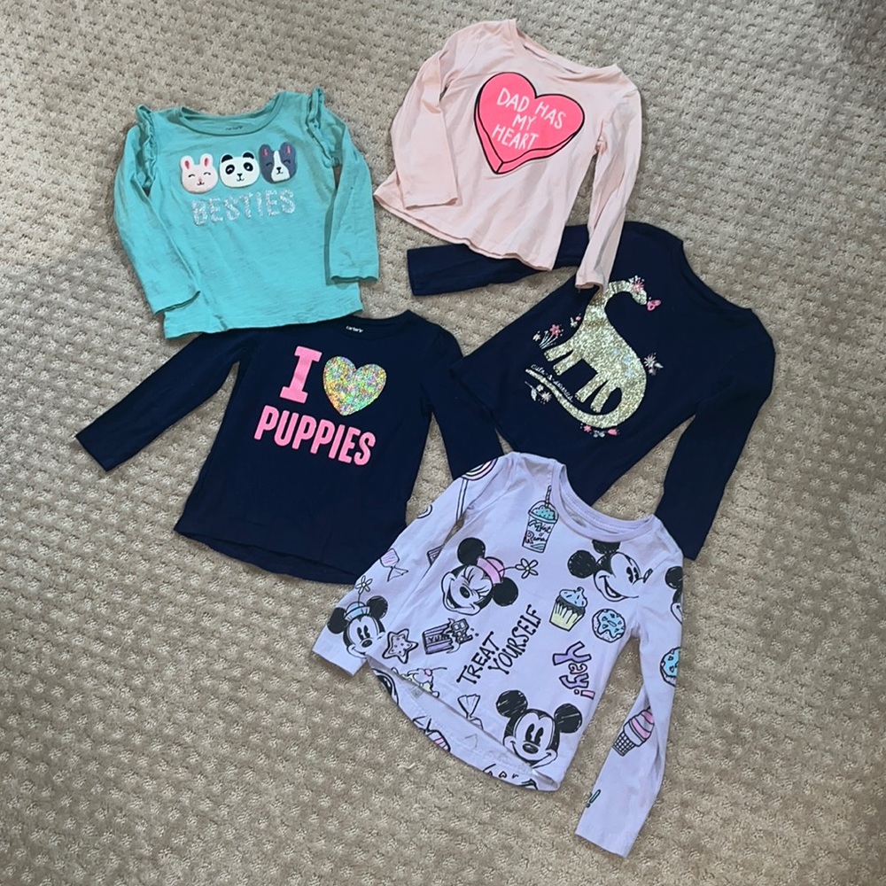 Set of 5!!!! Girls 4T Long Sleeve Tee Shirts